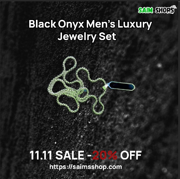 Black Onyx Men's Luxury Jewelry Set
- Necklace, Bracelet & Ring