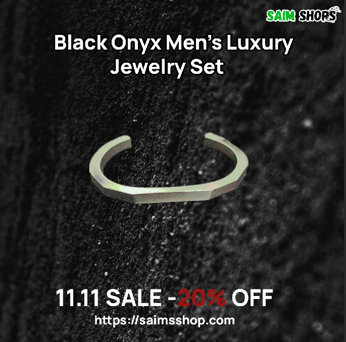 Black Onyx Men's Luxury Jewelry Set
- Necklace, Bracelet & Ring